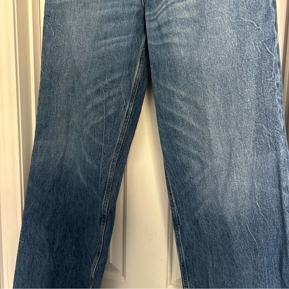 Zara Wide Let Straight Jeans high waisted with raw hem - Picture 3 of 7